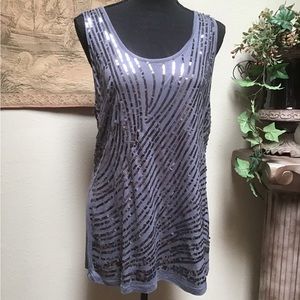 ANN FRENCH!  NEW WITH TAGS! size xlg.  Silver and gray beautiful tank top